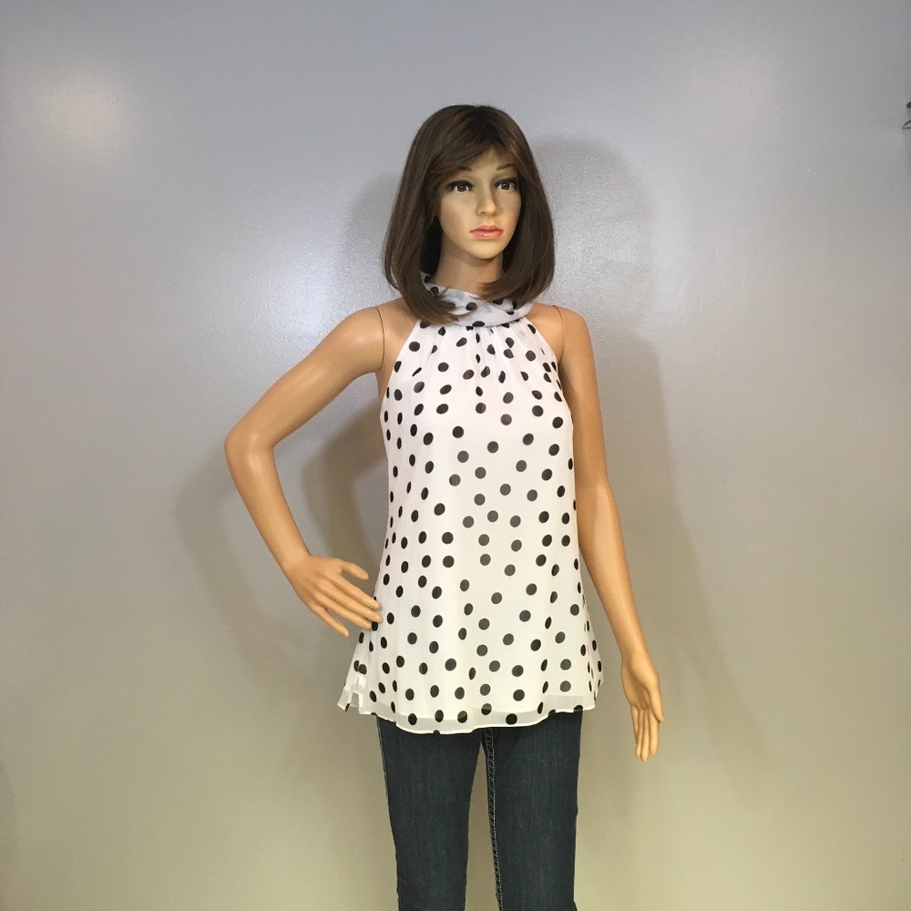 White House / Black Market Polka Dot Halter Top